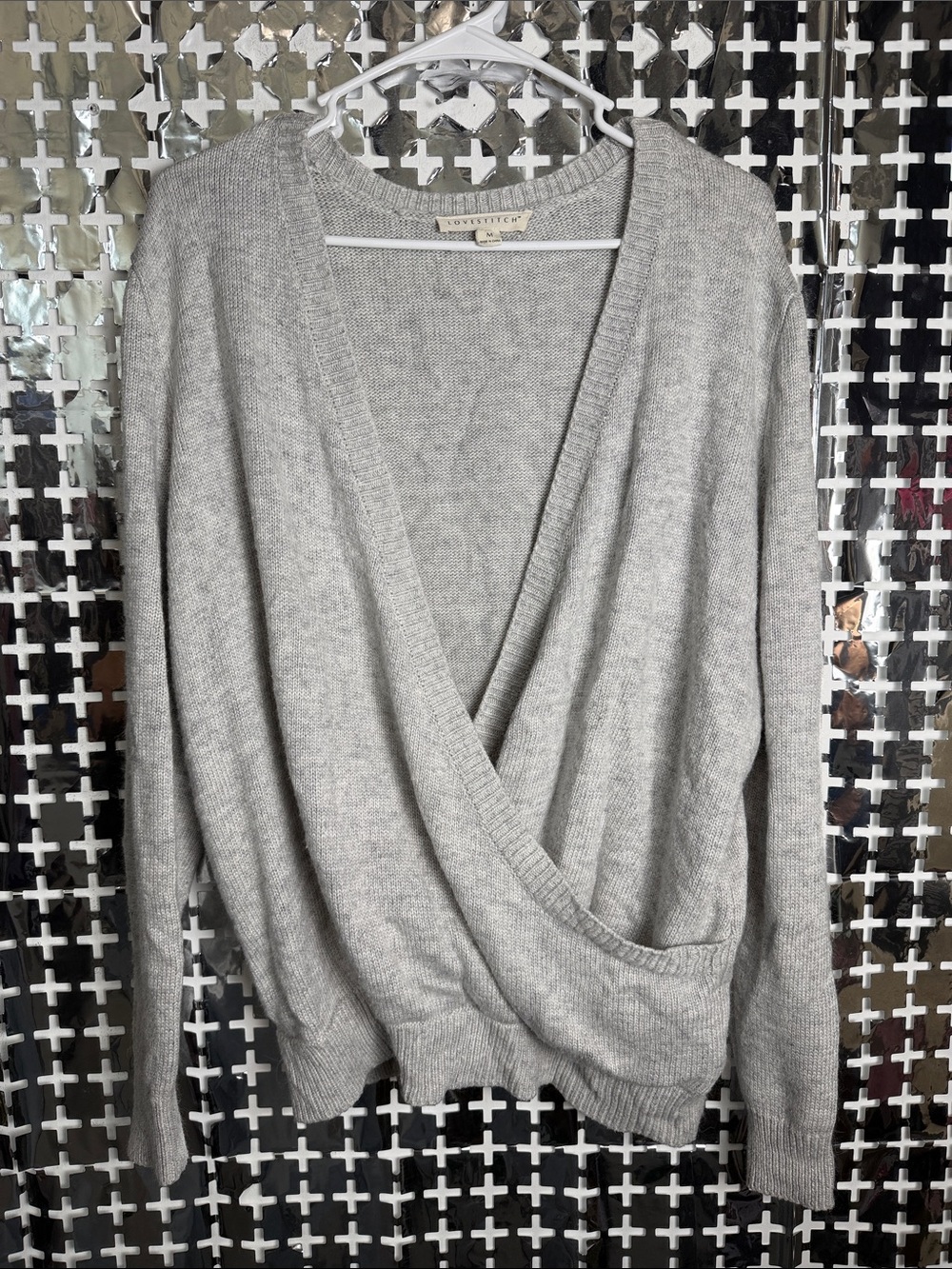 lovestitch Light Gray Wrap V-Neck Sweater